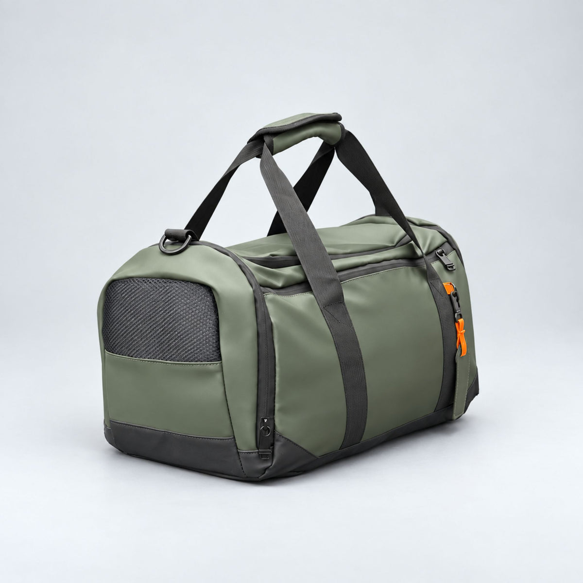 Green Sharp Travel Transit duffle bag angled view #Colour_Green