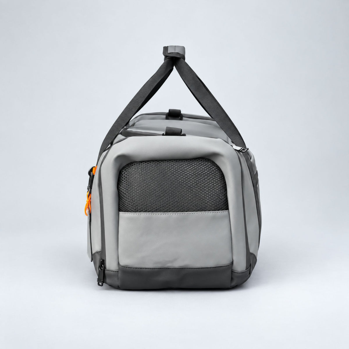 Grey Transit duffle bag end view #Colour_Grey