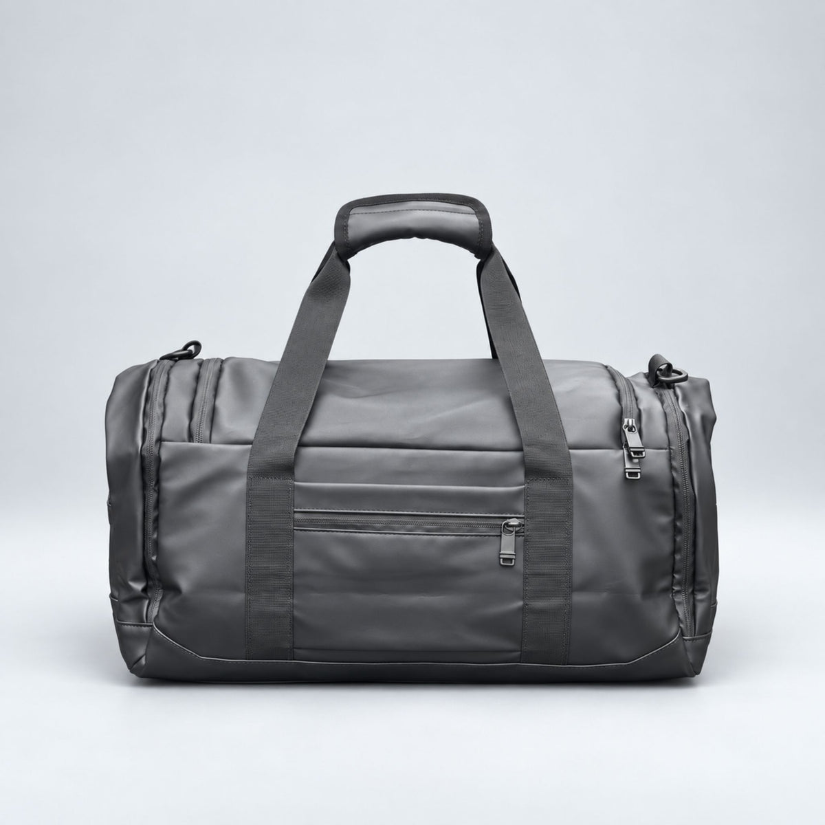 Black Transit duffle bag passport and phone pocket #Colour_Black