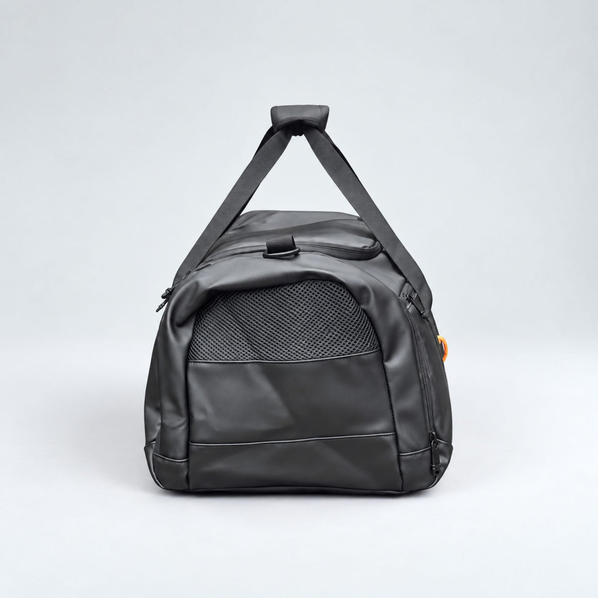 Black Transit duffle bag end view #Colour_Black