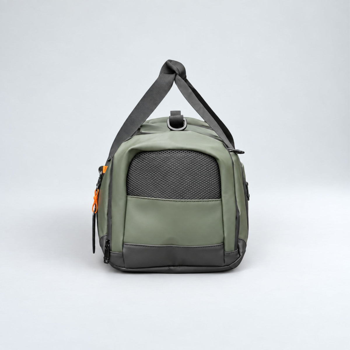 Green Transit duffle bag end view #Colour_Green